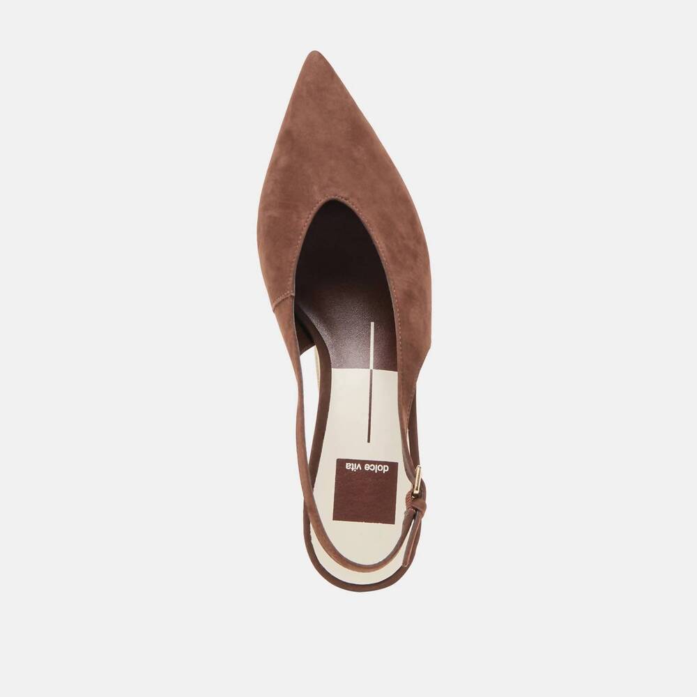 NEW DOLCE VITA women's alenna slingback pointed toe kitten heel in dark brown - Picture 5 of 8